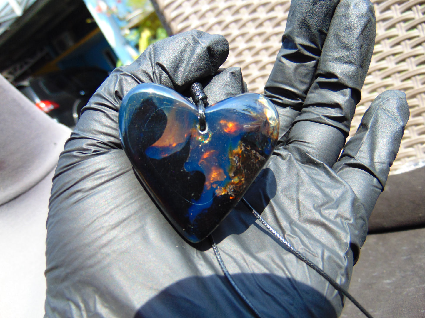 15 gr 37X44X12 mm Pendant Indonesian Blue Amber for Healing PCY724