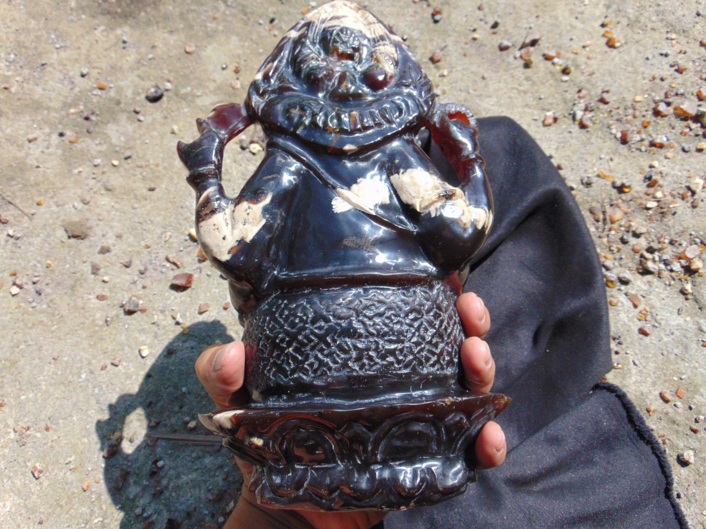 974 gr Ganesha carving 9x6x2.8 in Indonesian Dark Green Amber