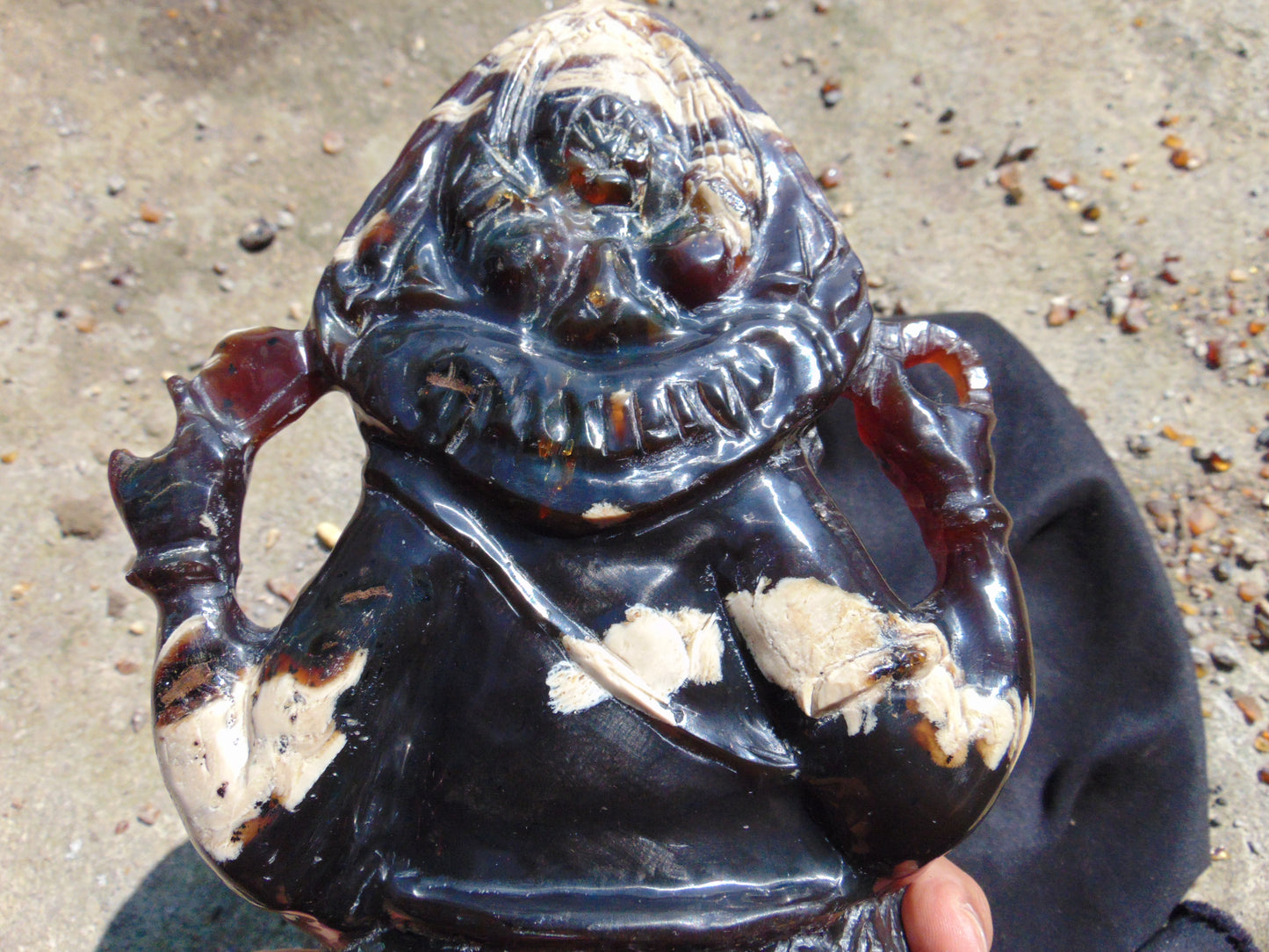 974 gr Ganesha carving 9x6x2.8 in Indonesian Dark Green Amber