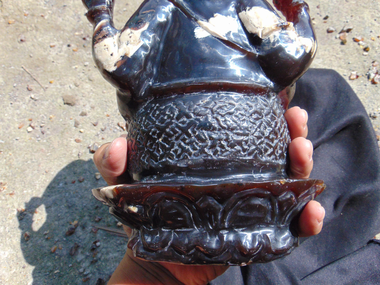 974 gr Ganesha carving 9x6x2.8 in Indonesian Dark Green Amber