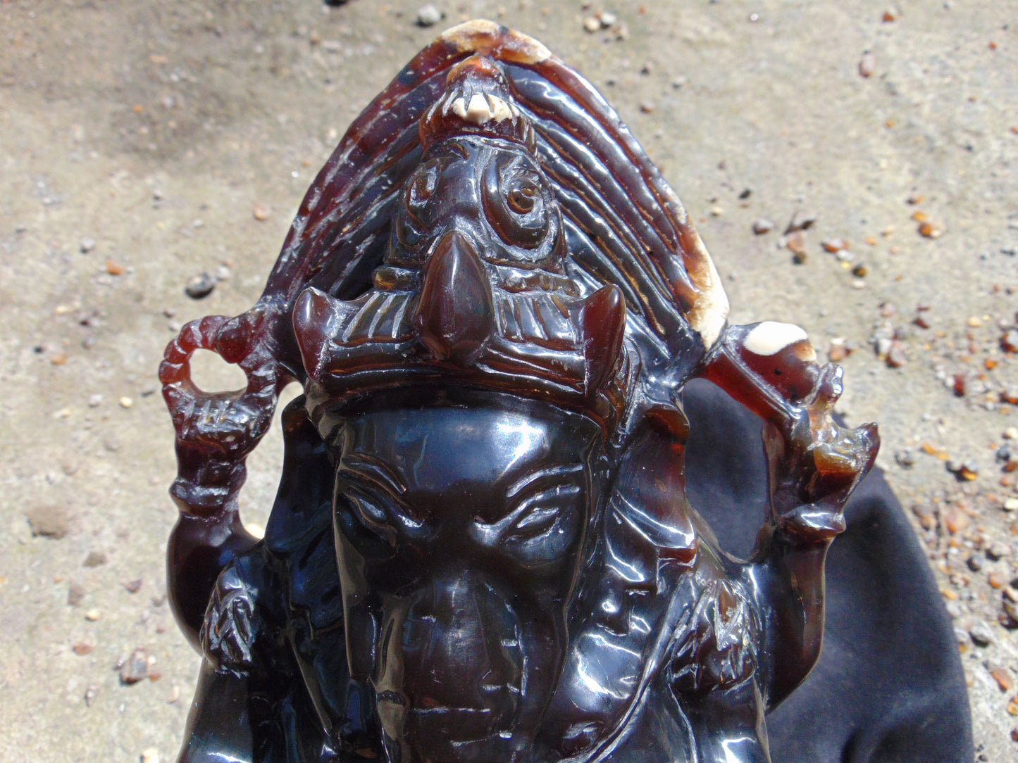 974 gr Ganesha carving 9x6x2.8 in Indonesian Dark Green Amber