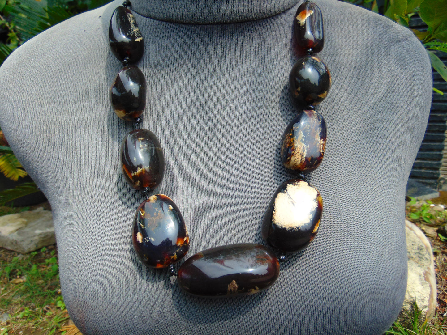 118 gram Small Beads Combination Necklace Indonesian Dark Blue Amber for Healing FN1