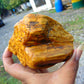 258 gram Polished Indonesia Yellow Fragrance Amber for Healing FK10