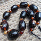 204 gram Small Beads Combination Necklace Indonesian Dark Blue Amber for Healing NO.14