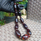 129 gram Small Beads Combination Necklace Indonesian Cherry Red Blue Amber for Healing NO.2