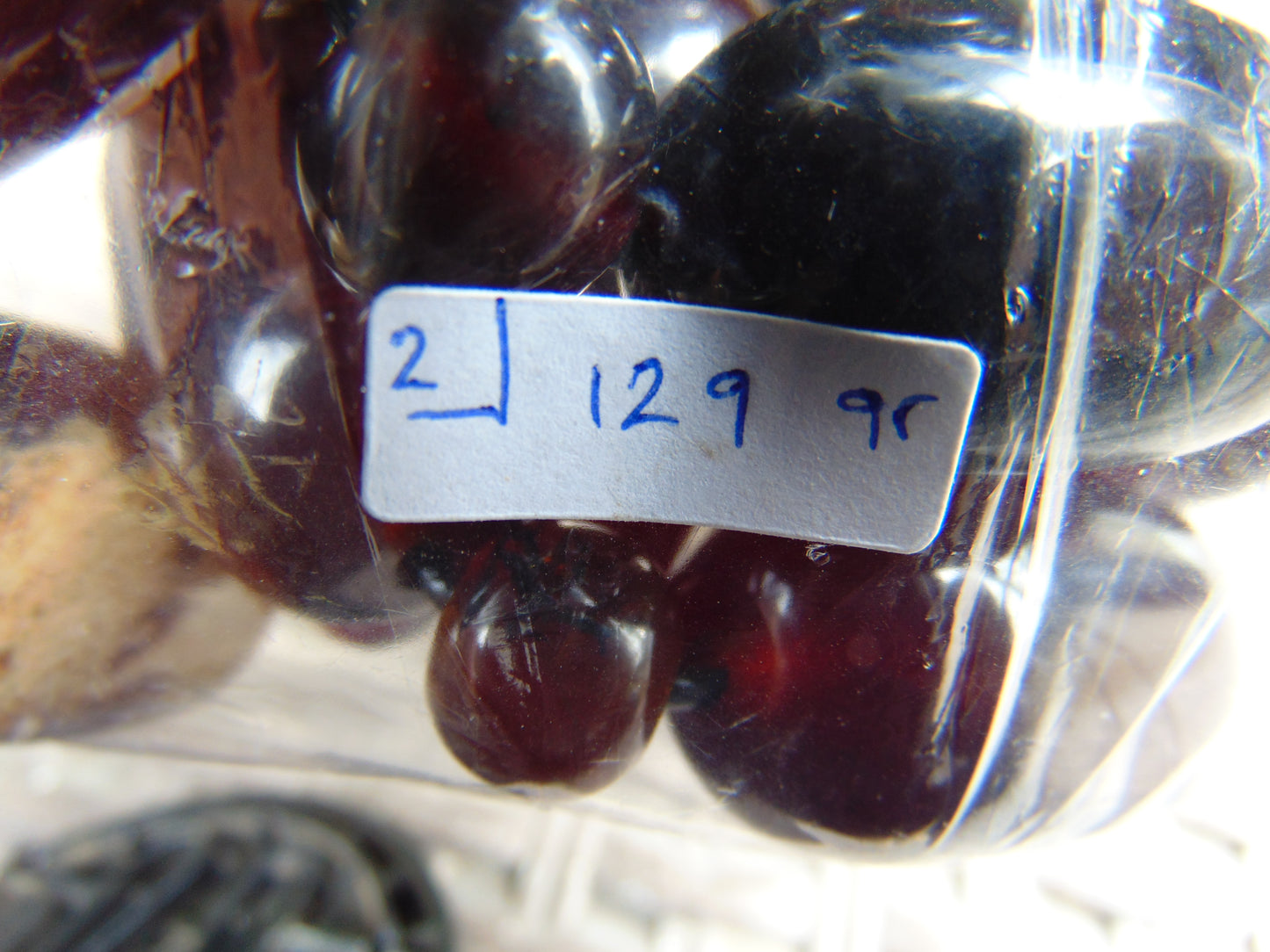 129 gram Small Beads Combination Necklace Indonesian Cherry Red Blue Amber for Healing NO.2