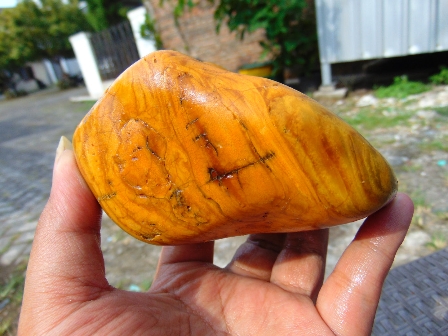 274 gram Polished Indonesia Yellow Fragrance Amber for Healing FK7
