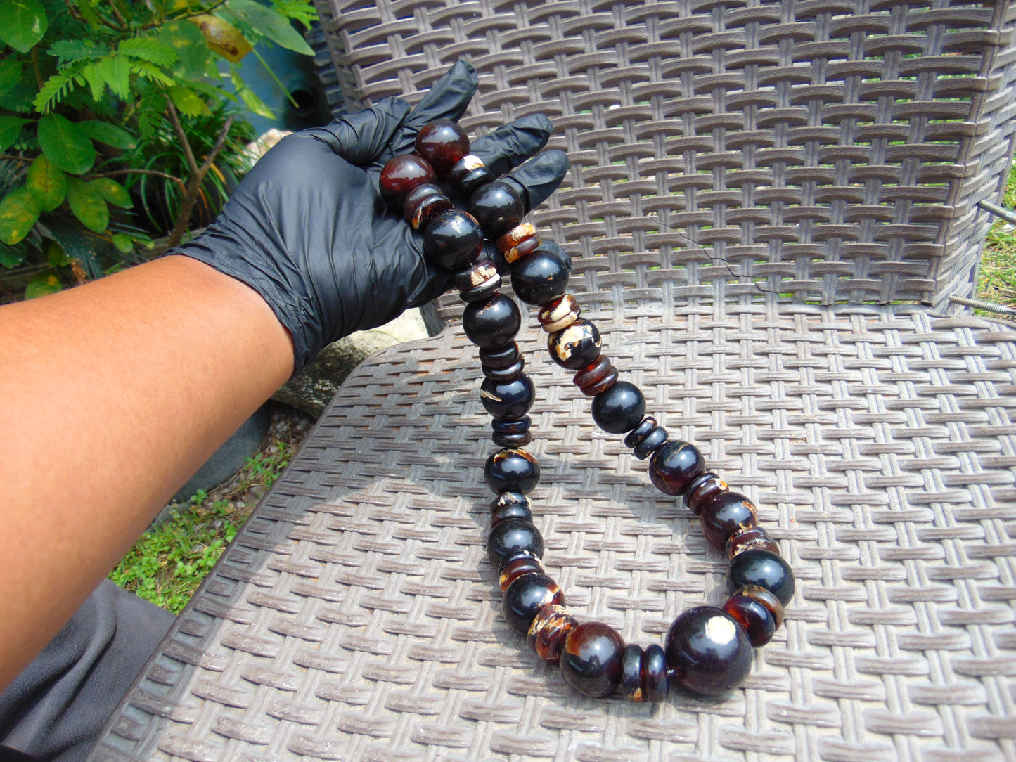 221 gram Small Beads Combination Necklace Indonesian White Amber for Healing NO.48