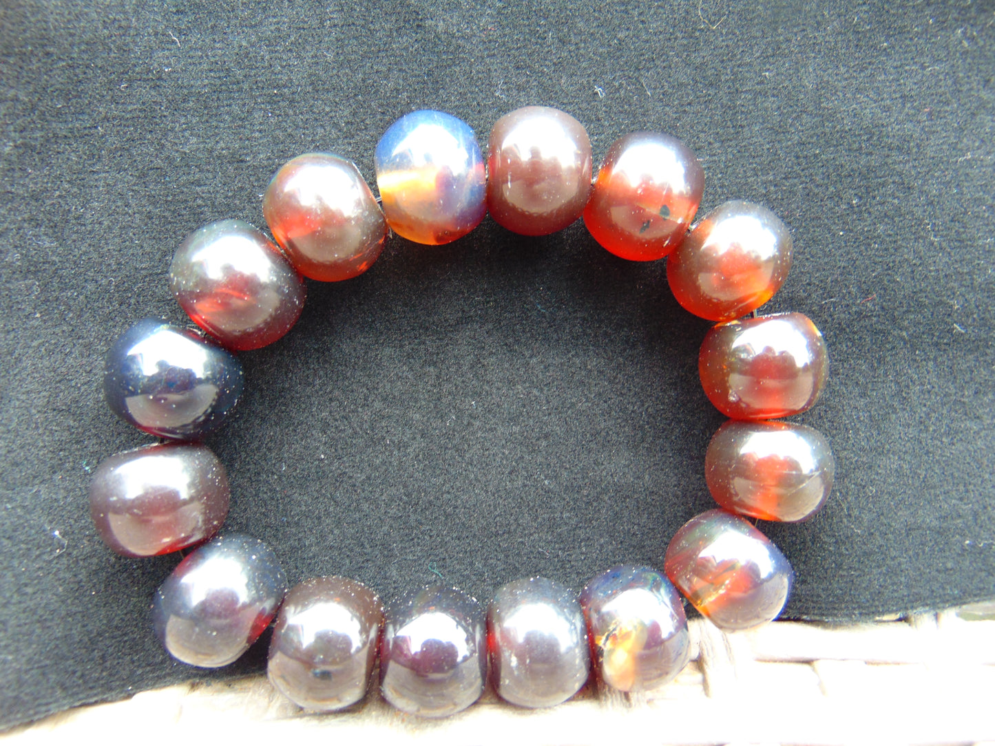 33 gram 16 Beads Mala Bracelet Indonesian mix yellow Blue Amber for Healing A16G243