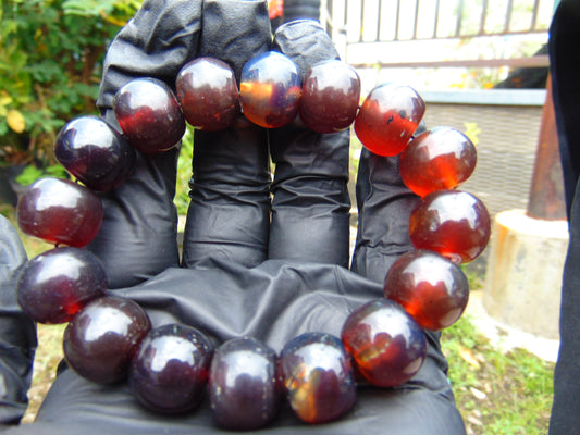 33 gram 16 Beads Mala Bracelet Indonesian mix yellow Blue Amber for Healing A16G243