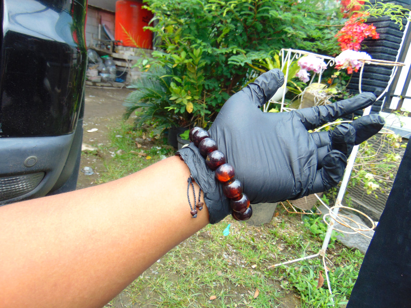 33 gram 16 Beads Mala Bracelet Indonesian mix yellow Blue Amber for Healing A16G243