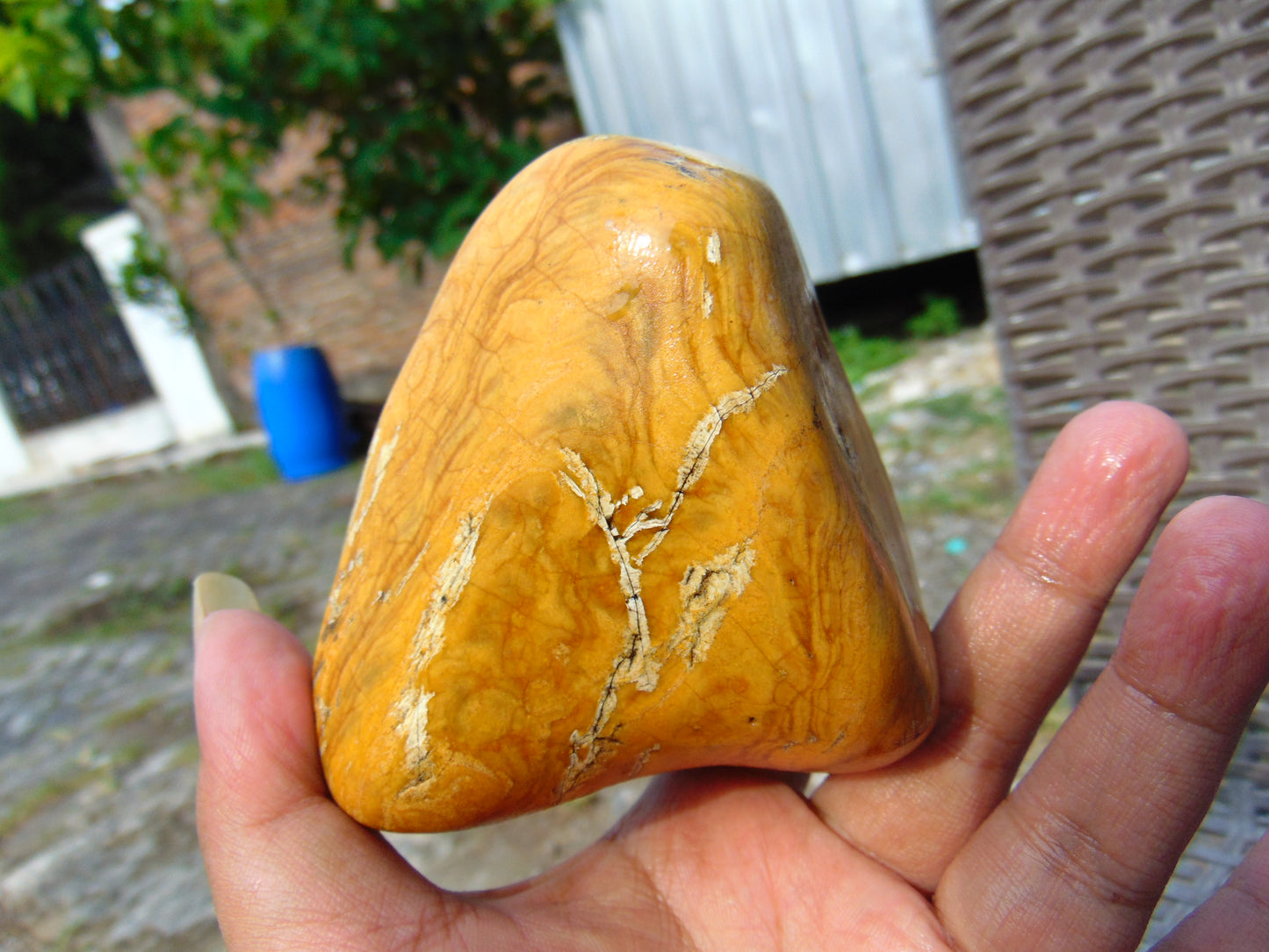 237 gram Polished Indonesia Yellow Fragrance Amber for Healing FK6