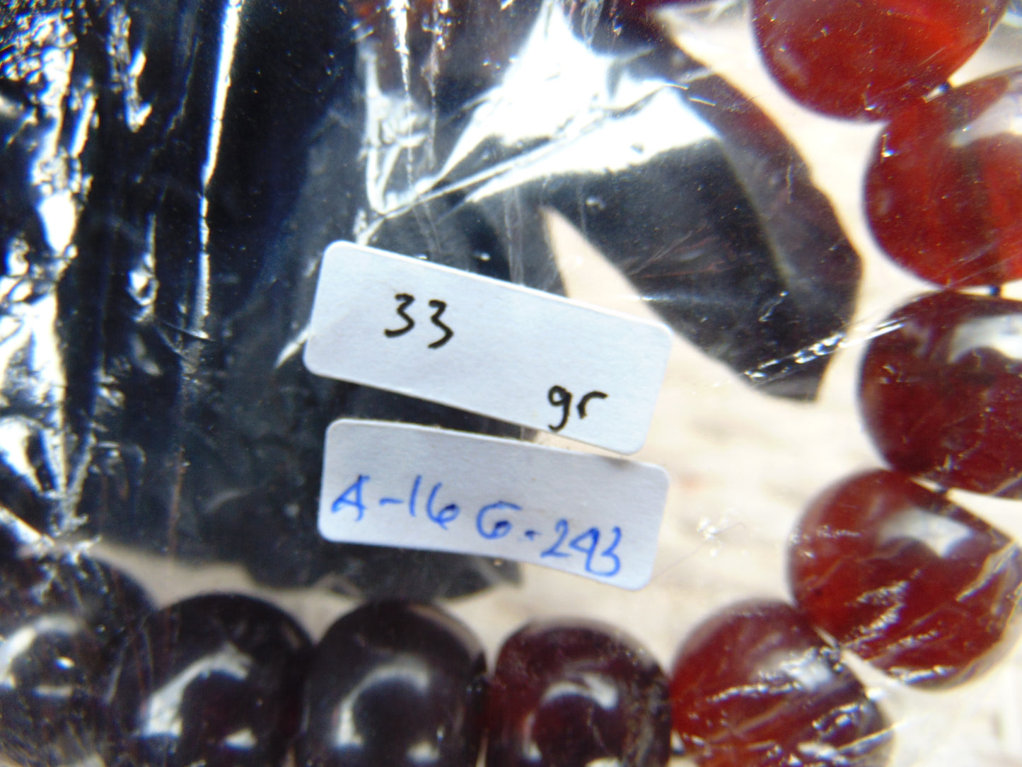 33 gram 16 Beads Mala Bracelet Indonesian mix yellow Blue Amber for Healing A16G243