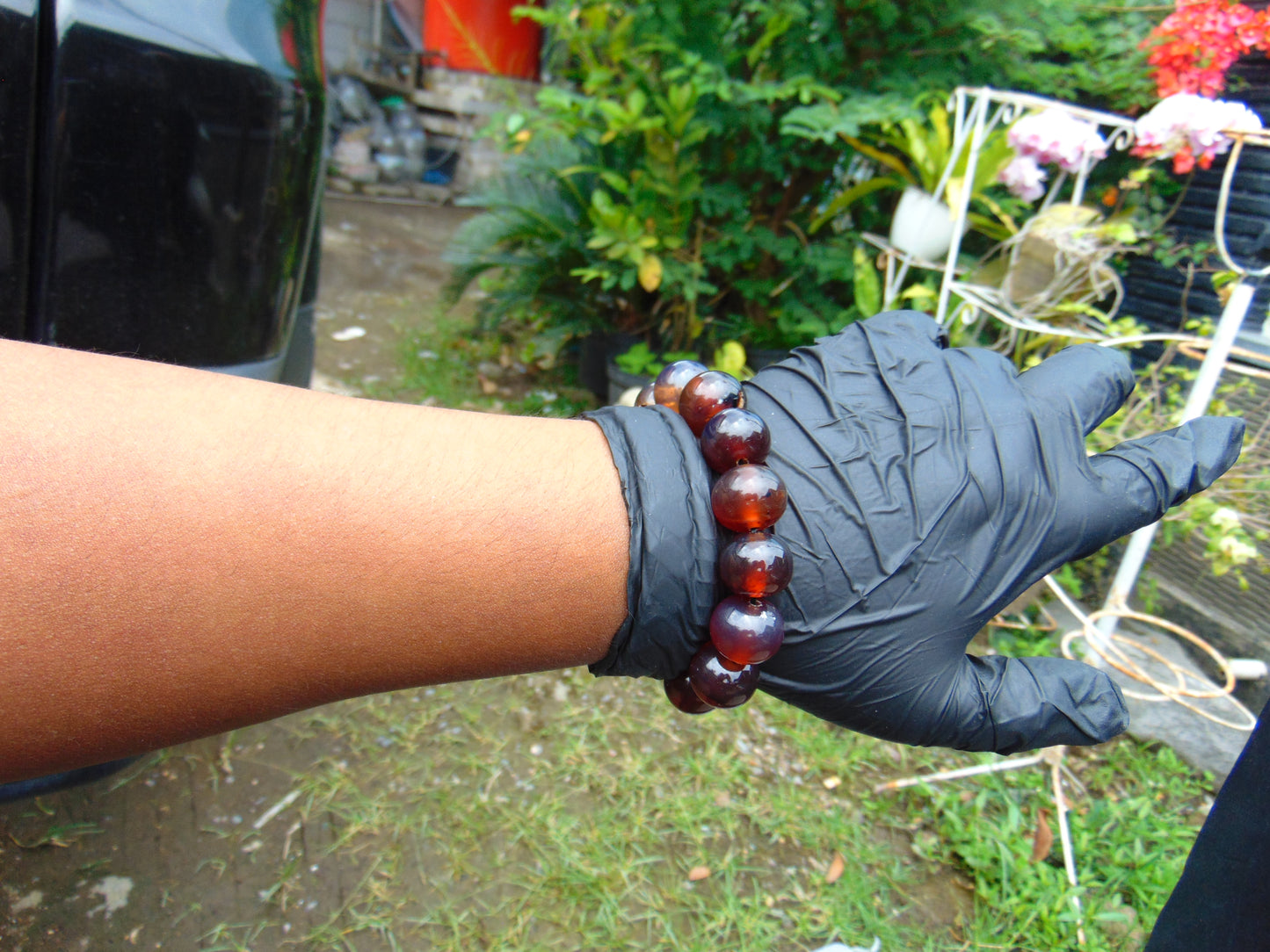 34 gram 14 Beads Mala Bracelet Indonesian mix yellow Blue Amber for Healing A14G251