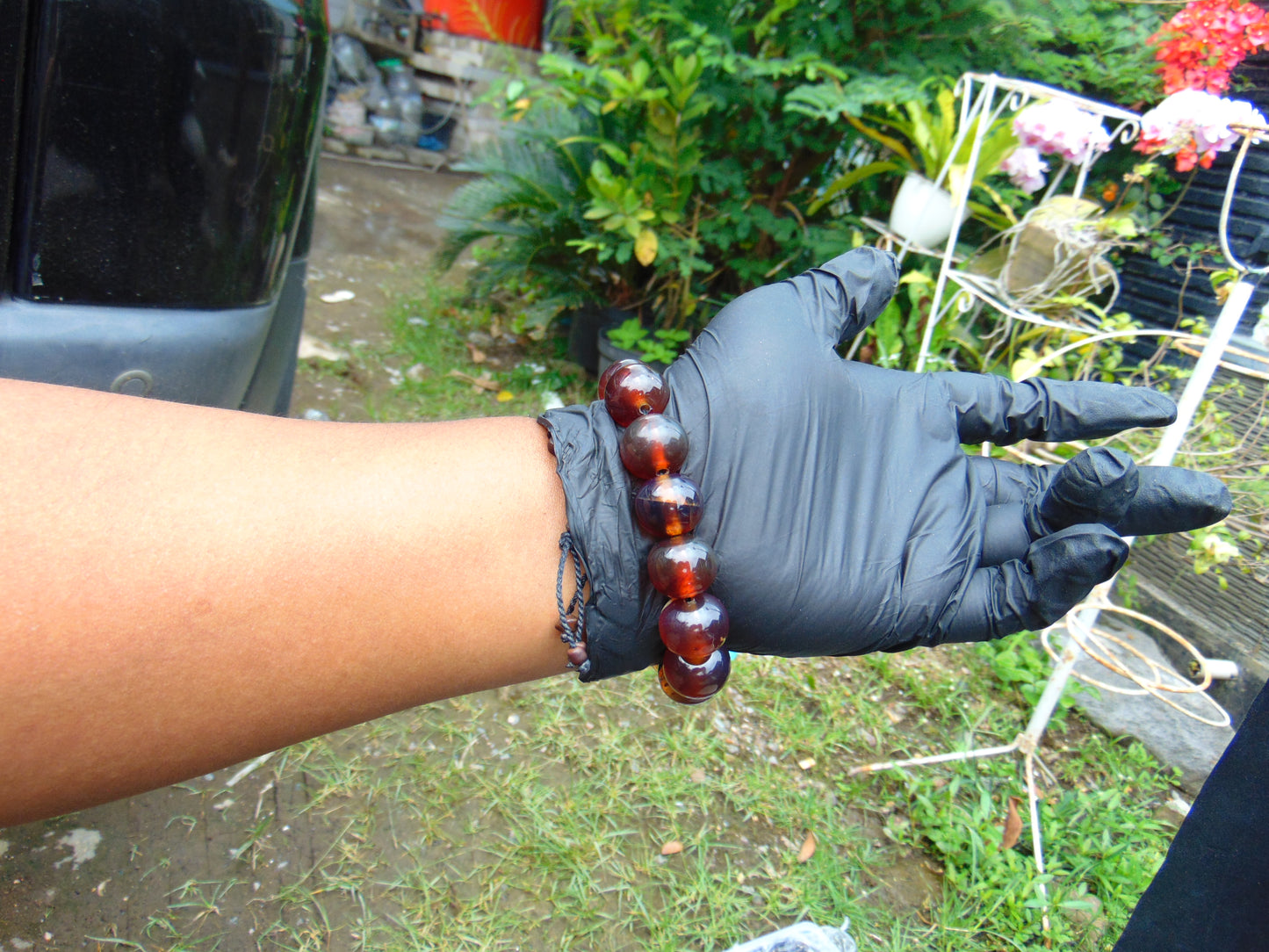 34 gram 14 Beads Mala Bracelet Indonesian mix yellow Blue Amber for Healing A14G251