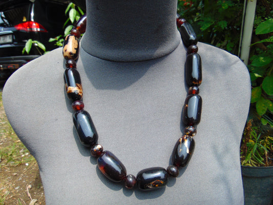 116 gram Small Beads Combination Necklace Indonesian Inclusion Dark Amber for Healing NO.6