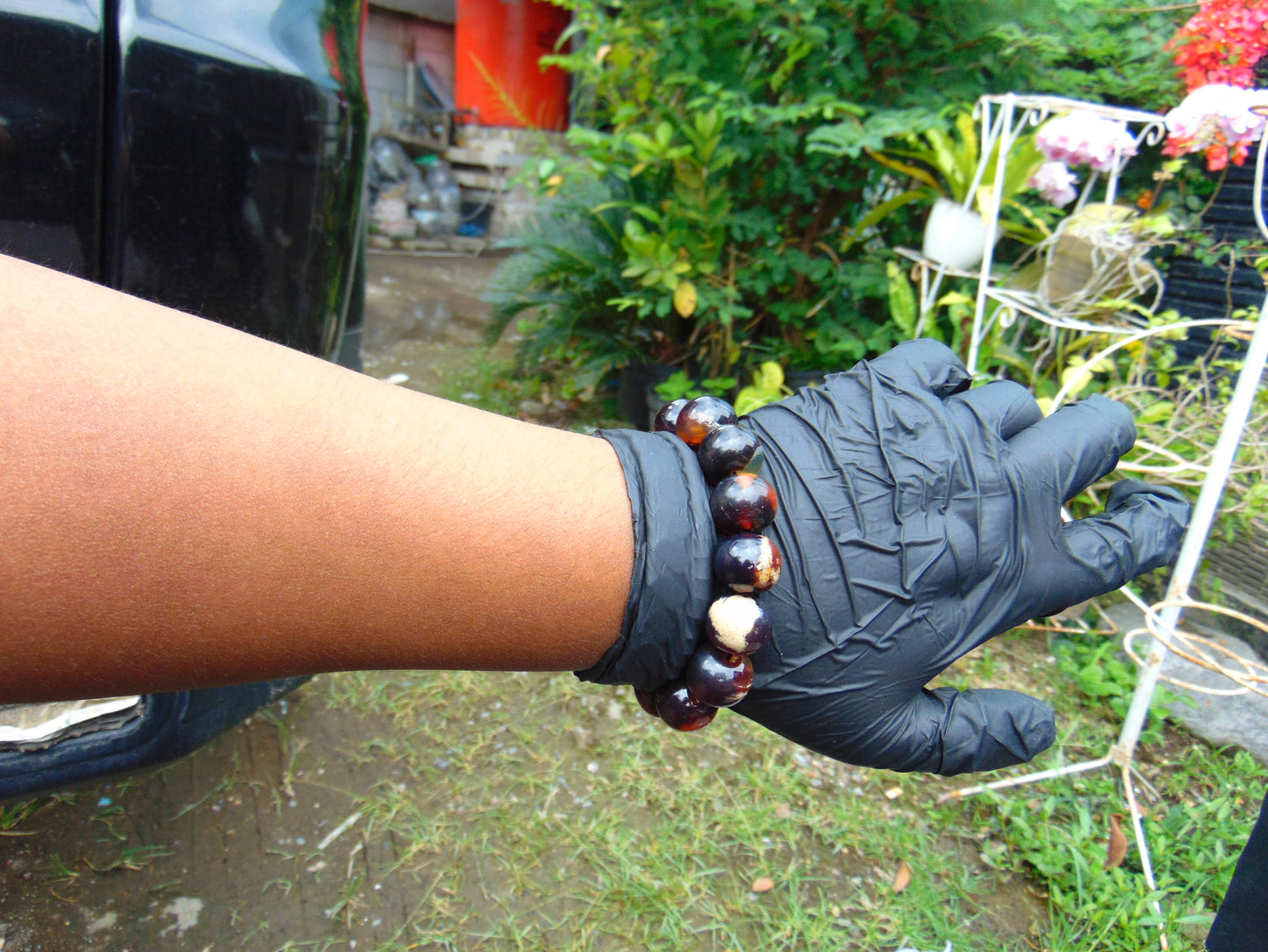 34 gram 14 Beads Mala Bracelet Indonesian Cherry Red Amber for Healing A14G245