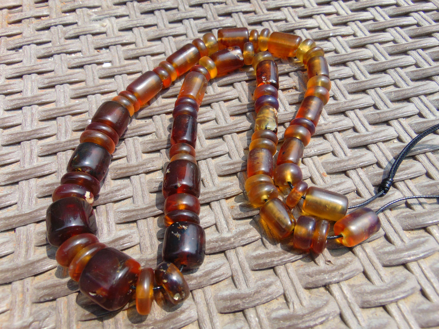 69 gram 69 Small Beads Combination Necklace Indonesian Yellow Blue Amber for Healing NK21