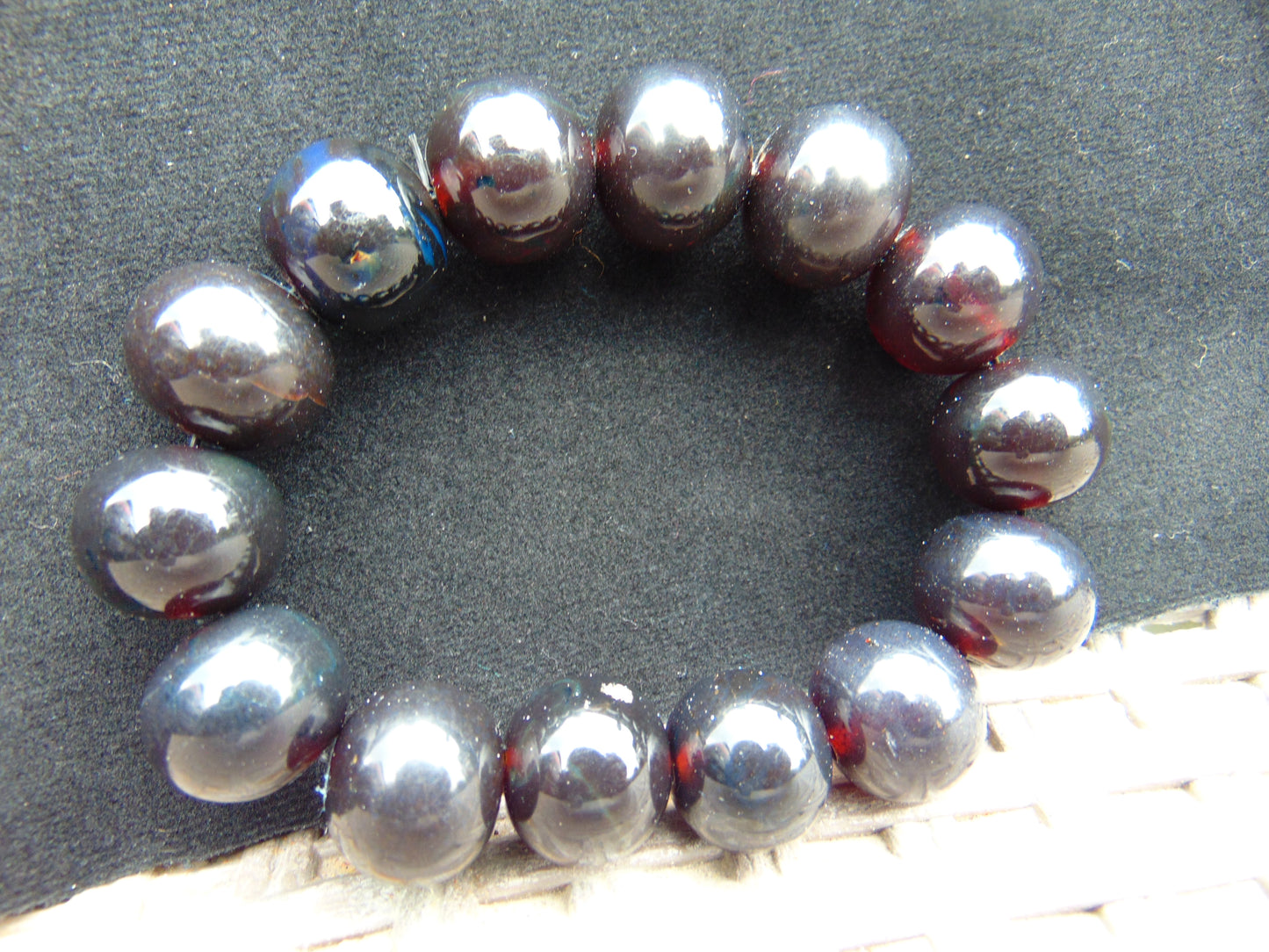 34 gram 14 Beads Mala Bracelet Indonesian Cherry Red Amber for Healing A14G246