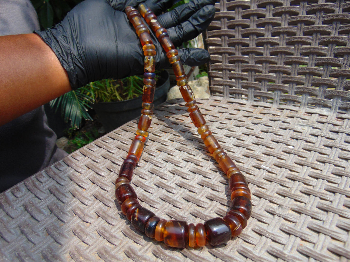69 gram 69 Small Beads Combination Necklace Indonesian Yellow Blue Amber for Healing NK21