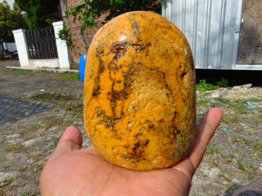 342 gram Polished Indonesia Yellow Fragrance Amber for Healing FK8