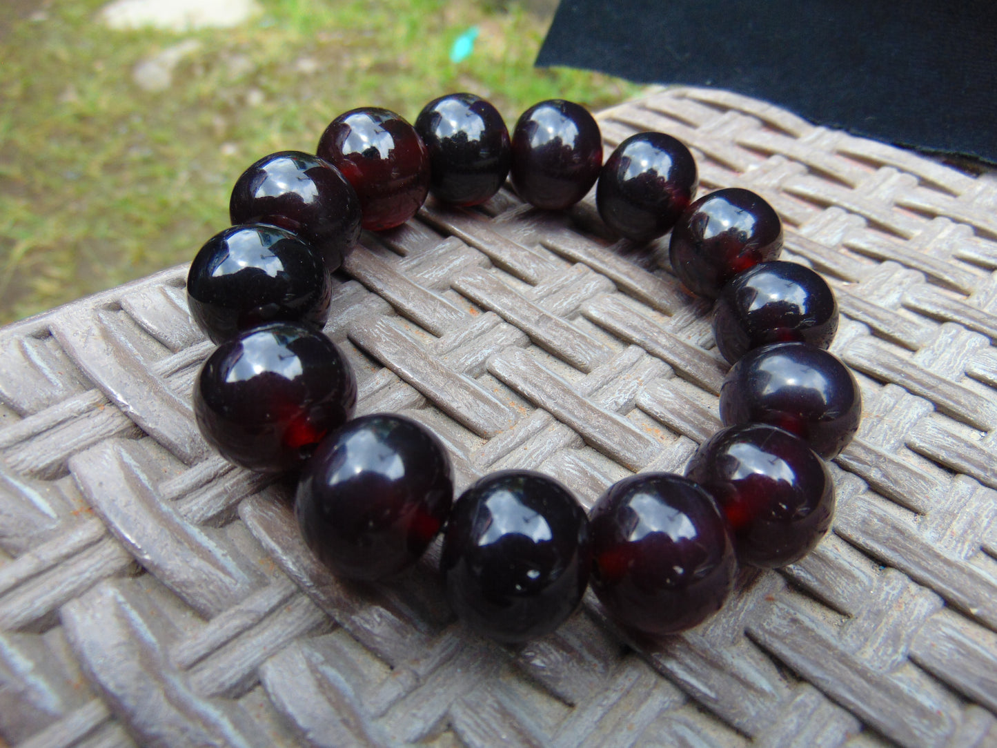 34 gram 14 Beads Mala Bracelet Indonesian Cherry Red Amber for Healing A14G244