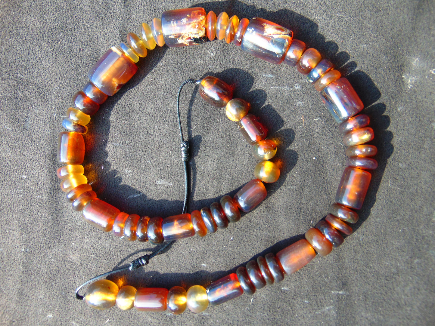 53 gram Small Beads Combination Necklace Indonesian Yellow Blue Amber for Healing NE9
