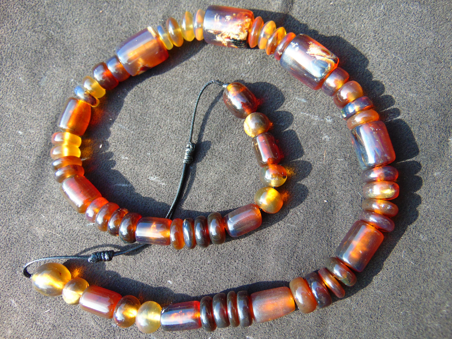 53 gram Small Beads Combination Necklace Indonesian Yellow Blue Amber for Healing NE9