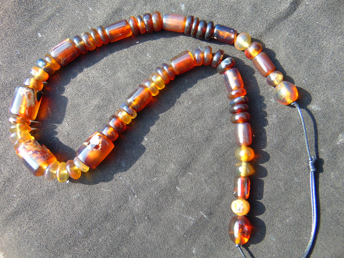 53 gram Small Beads Combination Necklace Indonesian Yellow Blue Amber for Healing NE9