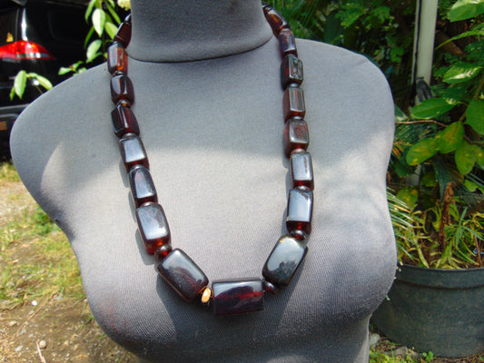 117 gram Small Beads Combination Necklace Indonesian Cherry Red Amber for Healing NE54