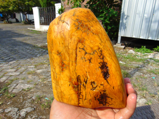 707 gram Polished Indonesia Yellow Fragrance Amber for Healing FK2