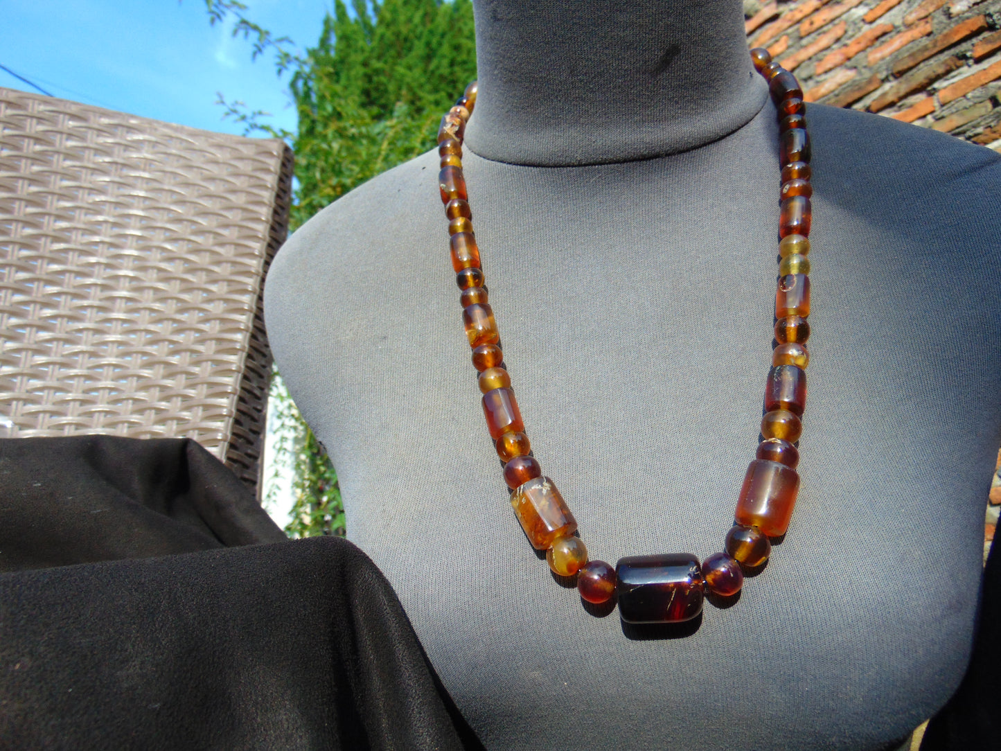 51 gram Small Beads Combination Necklace Indonesian Yellow Blue Amber for Healing NE10