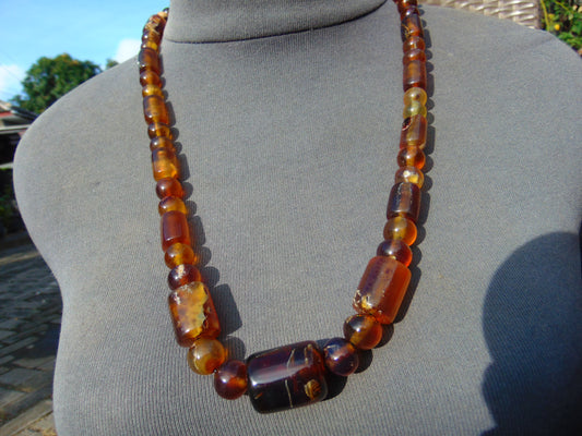 51 gram Small Beads Combination Necklace Indonesian Yellow Blue Amber for Healing NE10