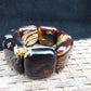 107 gr 7 Square Beads Bangle Indonesian Black Blue Amber for Healing 26BE10