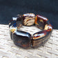 107 gr 7 Square Beads Bangle Indonesian Black Blue Amber for Healing 26BE10
