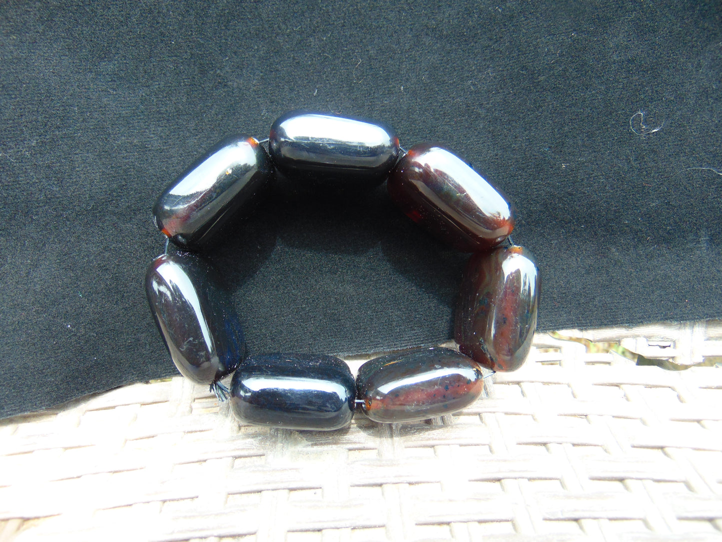 112 gr 7 Square Beads Bangle Indonesian Amber for Healing 26BE11