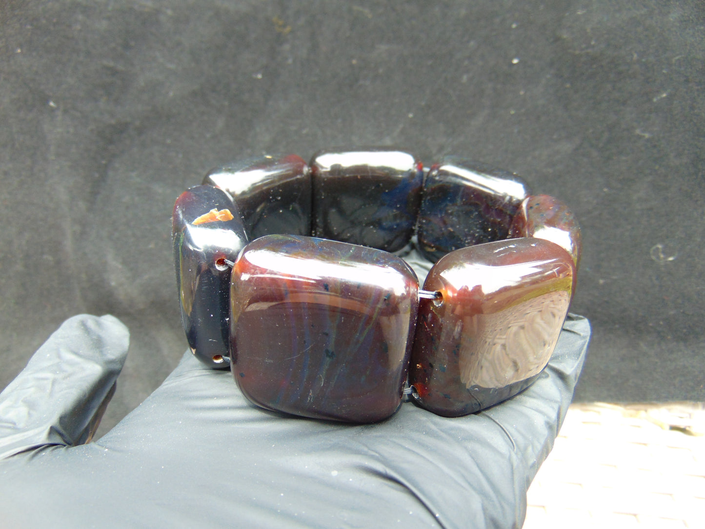 112 gr 7 Square Beads Bangle Indonesian Amber for Healing 26BE11