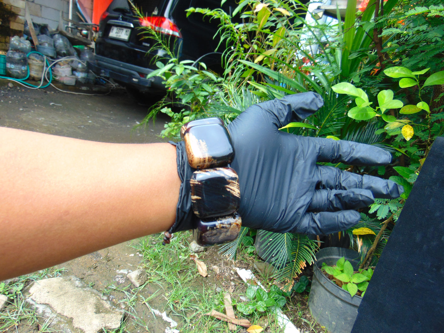 117 gr 7 Square Beads Bangle Indonesian Amber for Healing 26BE27