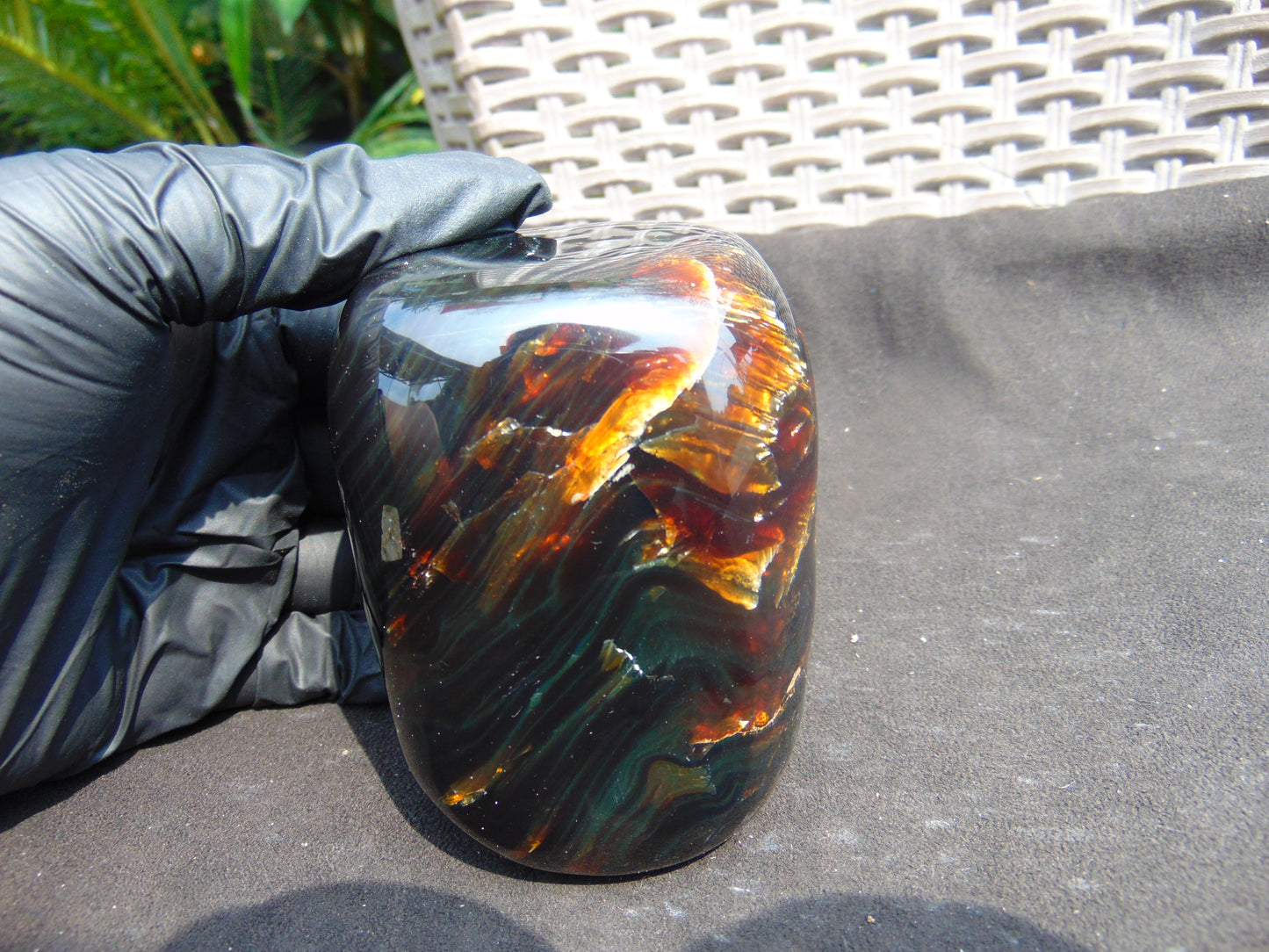 304 gram polished stone  Indonesian Sumatra Green Amber for Healing 25A177