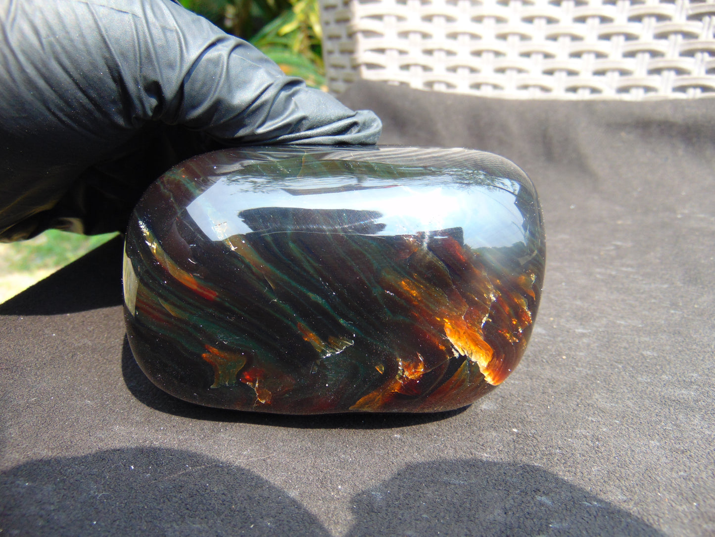 304 gram polished stone  Indonesian Sumatra Green Amber for Healing 25A177
