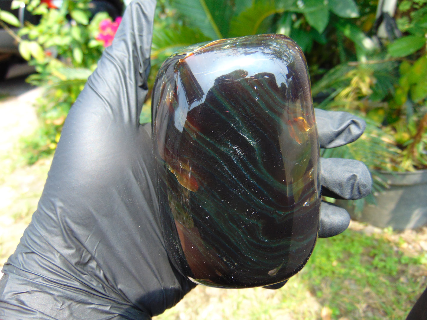 304 gram polished stone  Indonesian Sumatra Green Amber for Healing 25A177