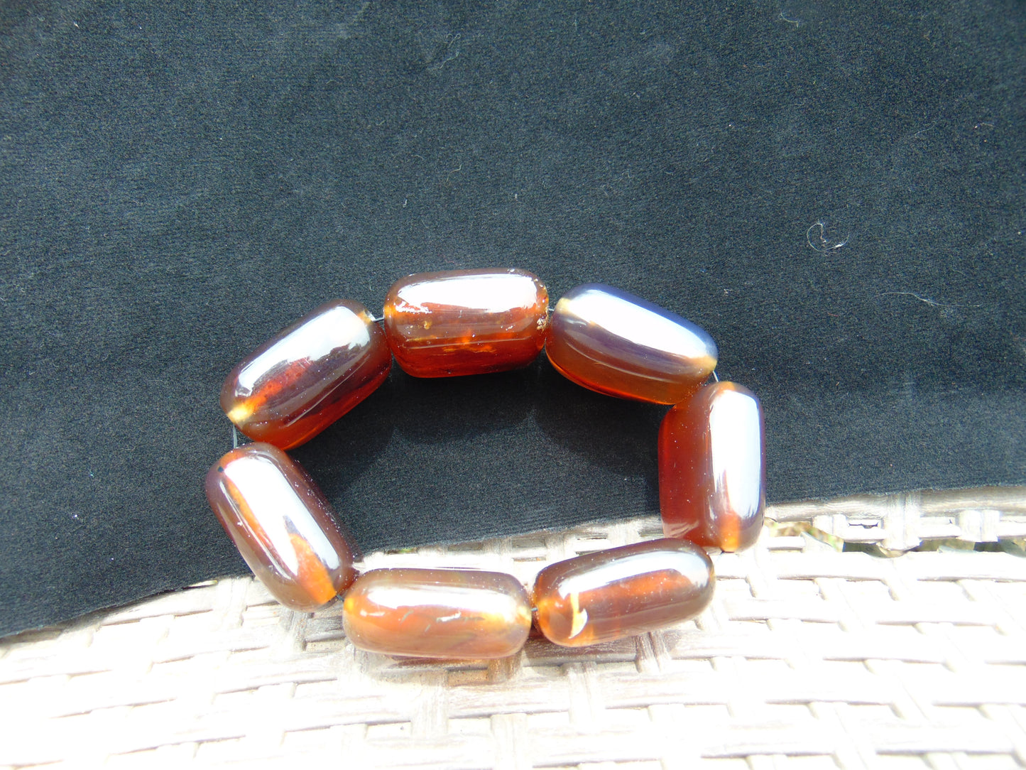 116 gr 7 Square Beads Bangle Indonesian Amber for Healing 26BE16