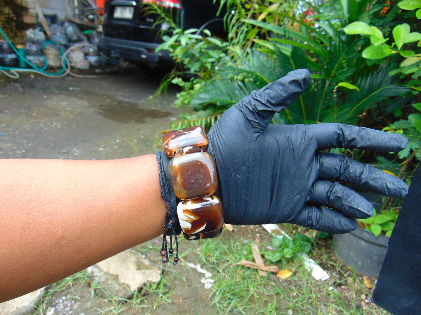 99 gr 7 Square Beads Bangle Indonesian Amber for Healing 26BE15