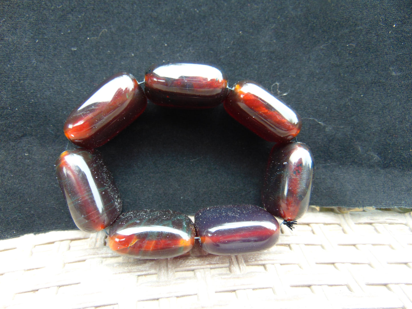 109 gr 7 Square Beads Bangle Indonesian Amber for Healing 26BE19