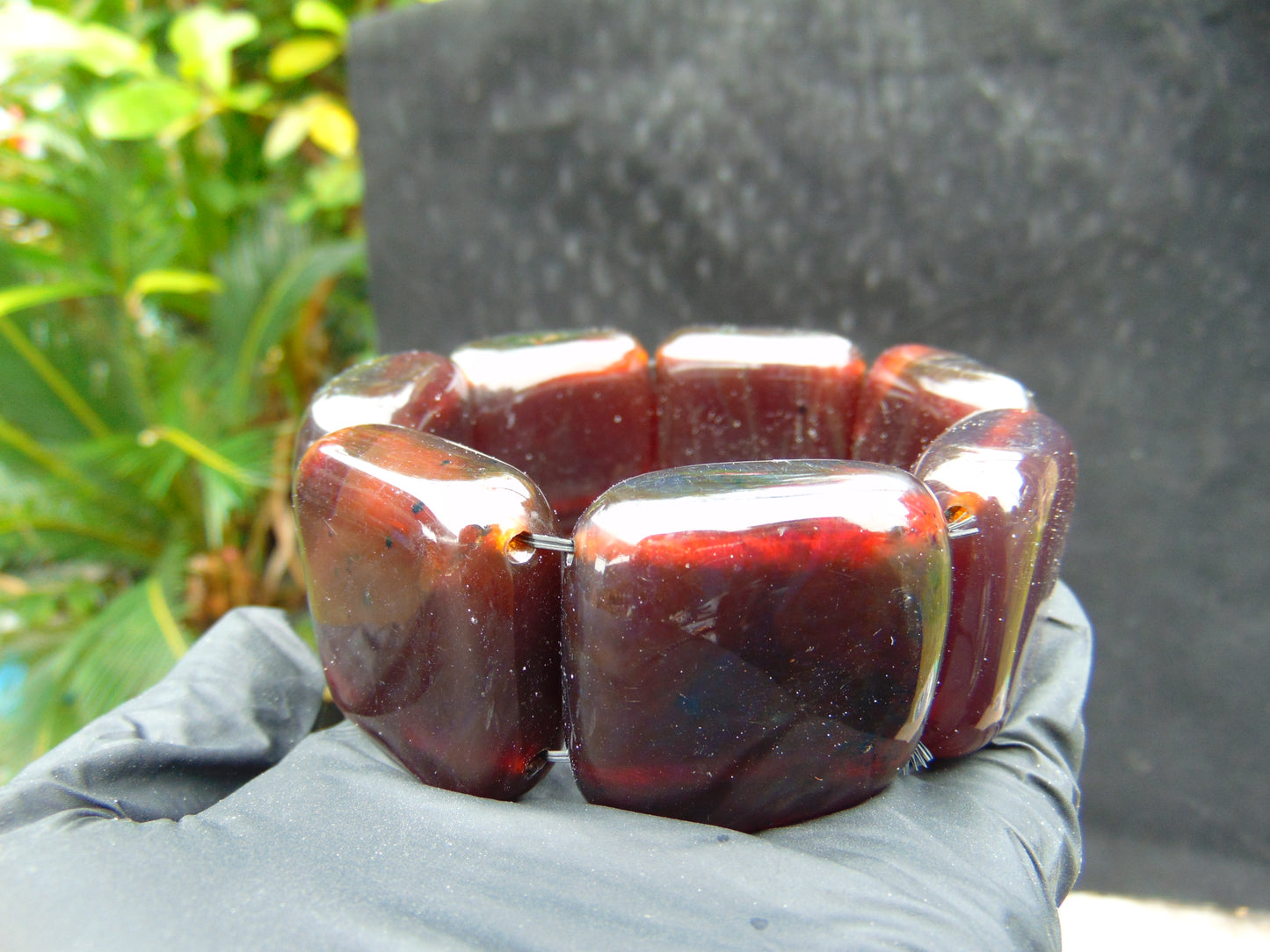 109 gr 7 Square Beads Bangle Indonesian Amber for Healing 26BE19