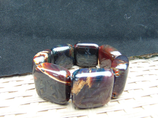 105 gr 7 Square Beads Bangle Indonesian Amber for Healing 26BE13