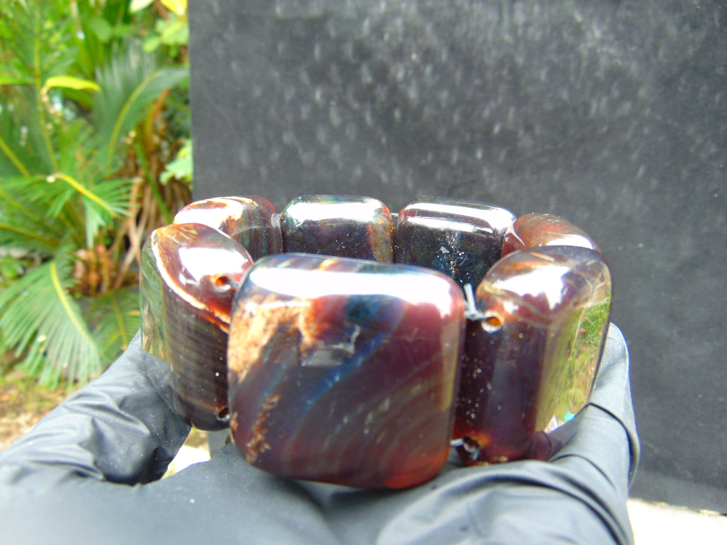 105 gr 7 Square Beads Bangle Indonesian Amber for Healing 26BE13