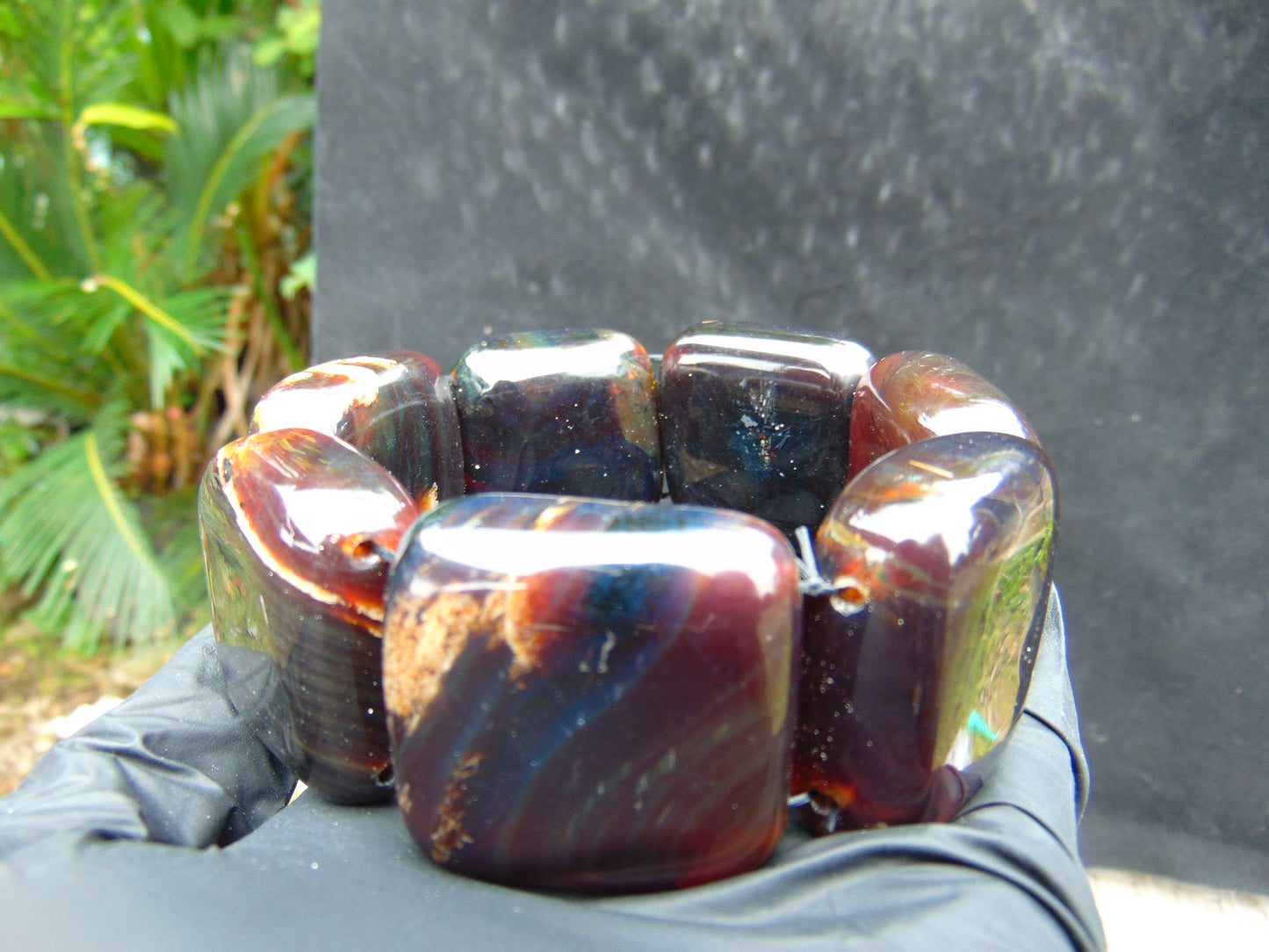 105 gr 7 Square Beads Bangle Indonesian Amber for Healing 26BE13