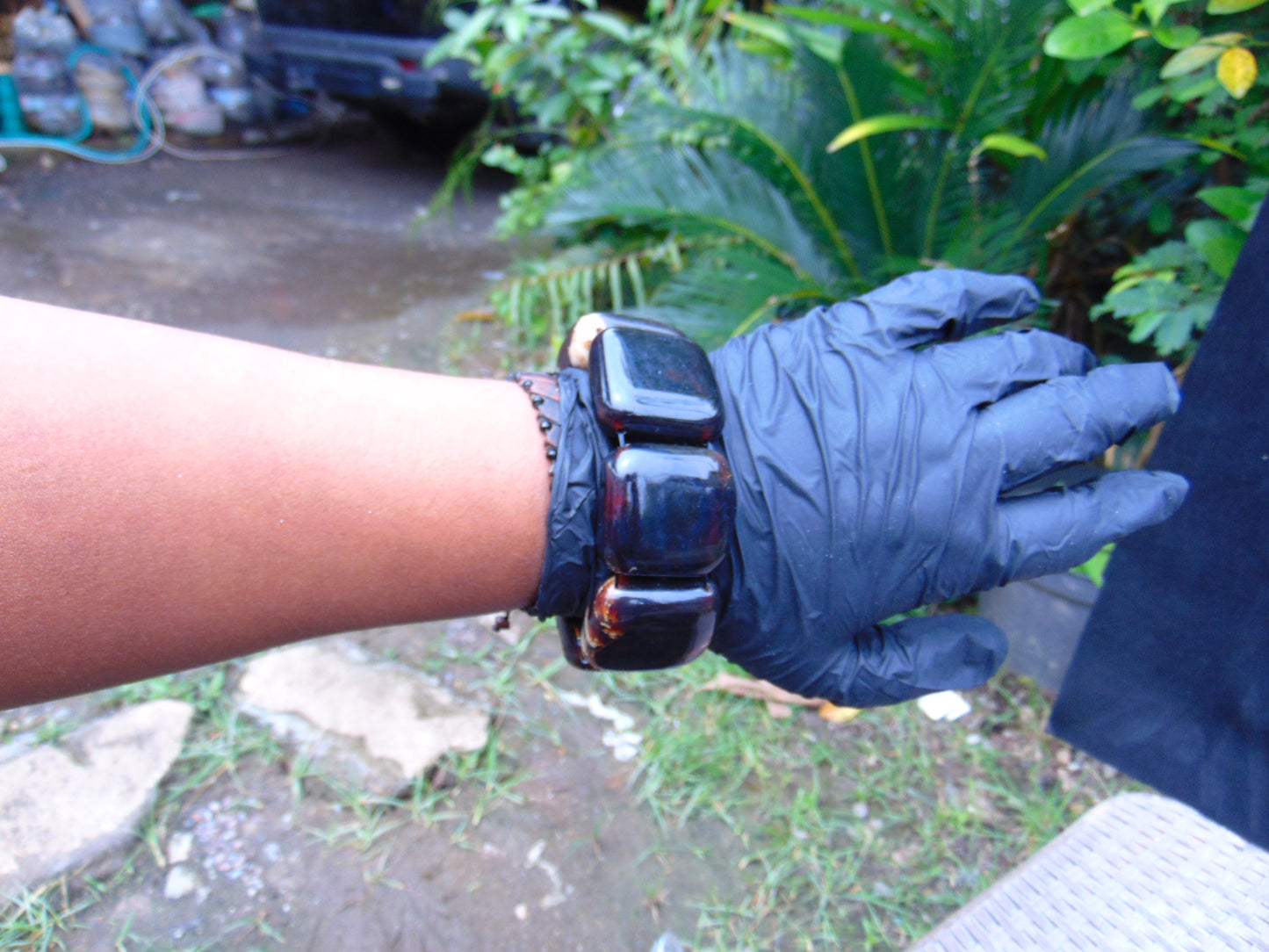 105 gr 7 Square Beads Bangle Indonesian Amber for Healing 26BE13