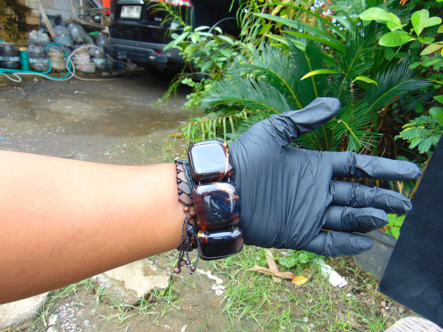 105 gr 7 Square Beads Bangle Indonesian Amber for Healing 26BE13